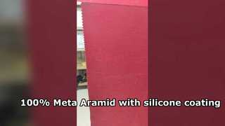 100%  meta aramid  +  silicone  coating   ，color ：fire  red  ，weight  ：150gsm  width  150cm