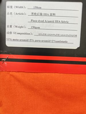 150cm Width Aramid IIIA Fabric with Permanent Flame Resistance and Anti-Static Property for Protective Clothing